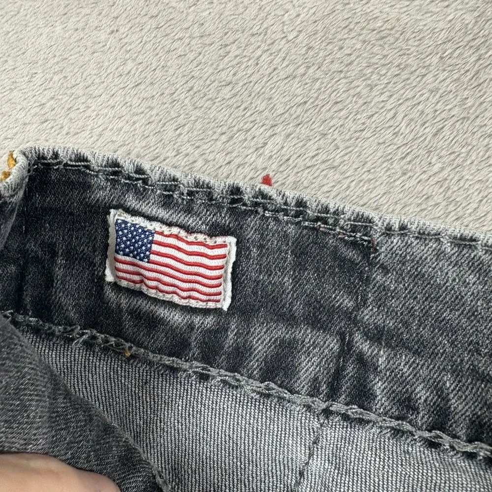 True religion Jackson gray Straight Jeans Orange Red White Stitching Made USA 30